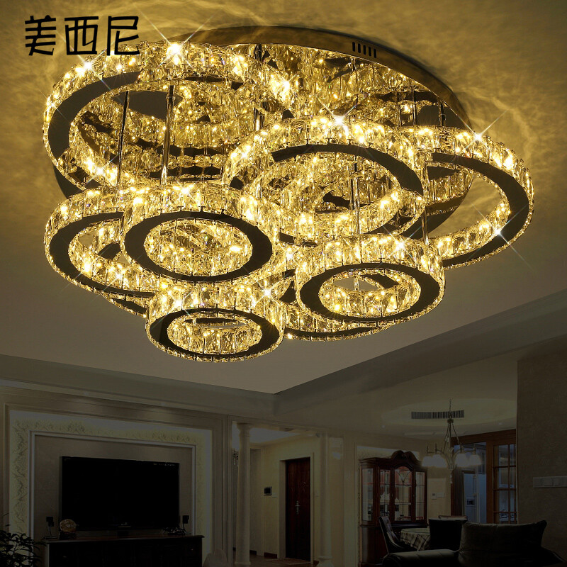 美西尼客廳燈 圓形大氣創(chuàng)意LED水晶燈，點(diǎn)亮家居藝術(shù)與實(shí)用